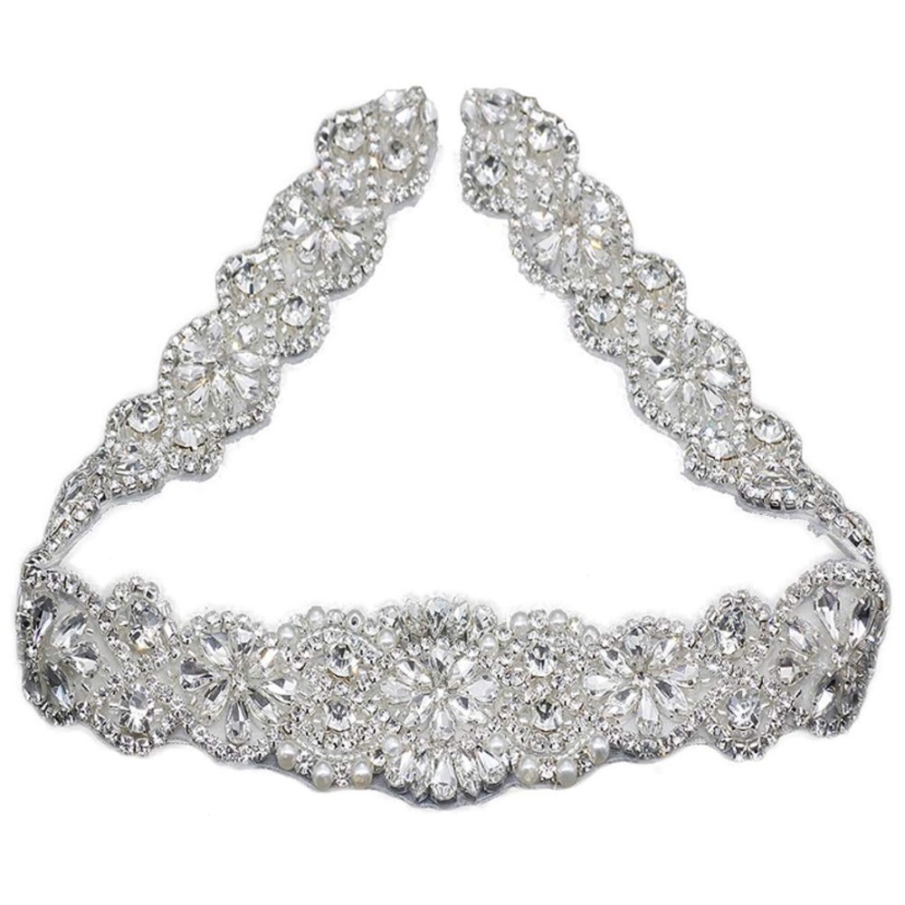 Long Rhinestone Wedding Belt Crystal Dress Sash